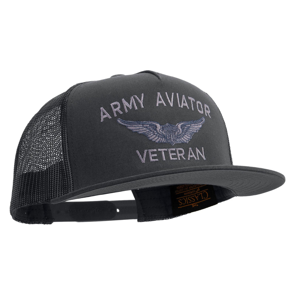 Army Aviator Veteran Embroidered 5 Panel Mesh Trucket Snapback Cap