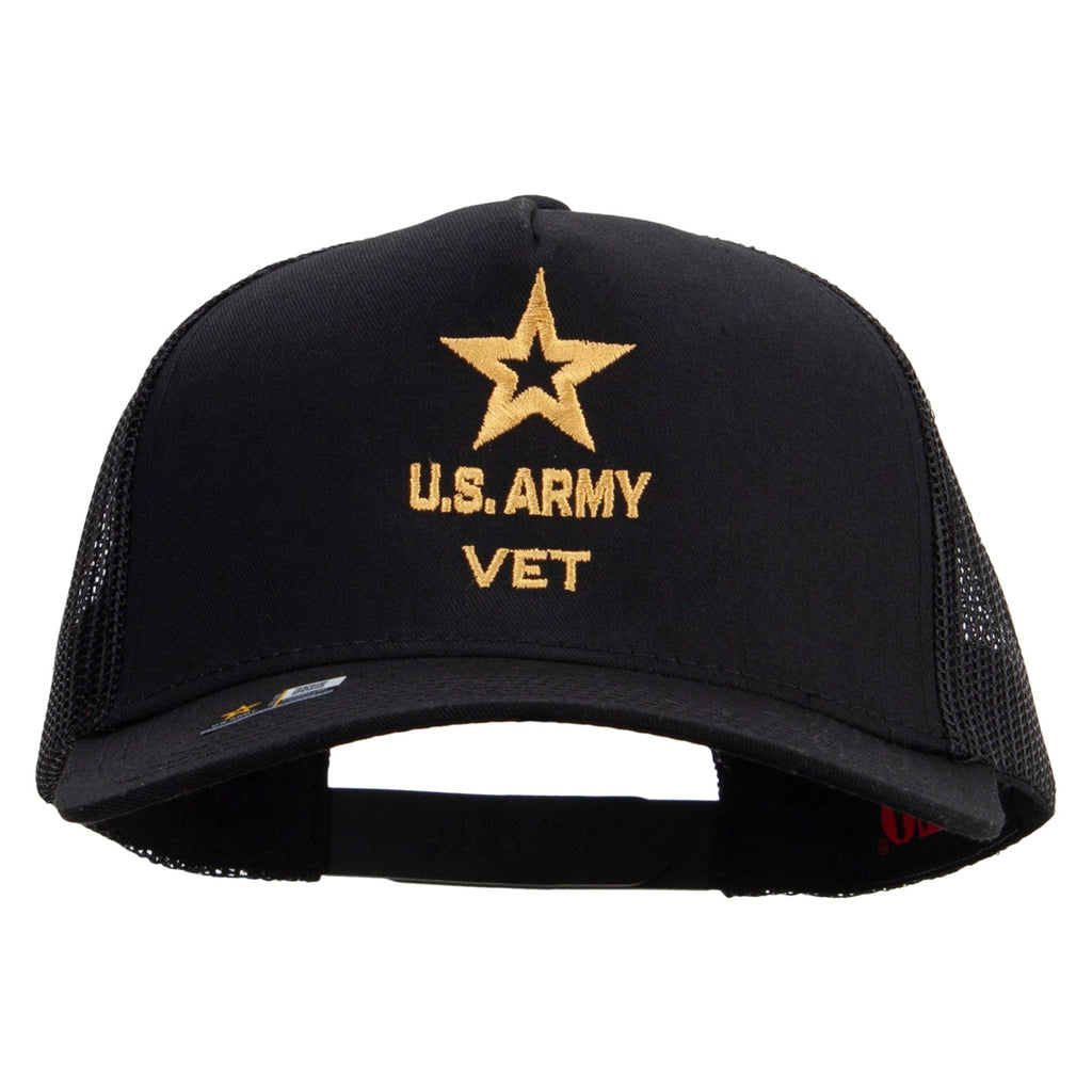 Star US Army Veteran Military Embroidered Solid Cotton Twill 5 panel Mesh Back Cap