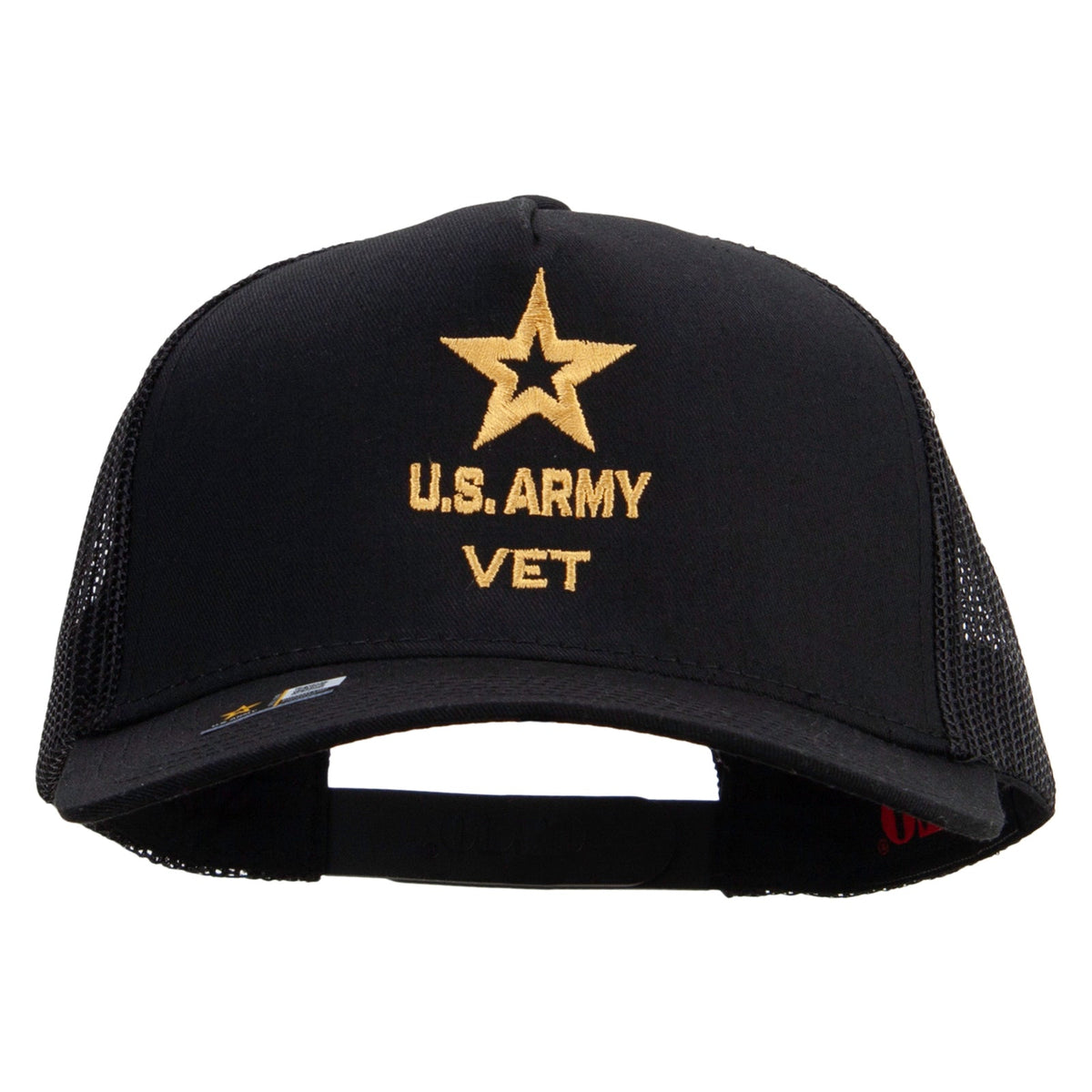 Star US Army Veteran Military Embroidered Solid Cotton Twill 5 panel Mesh Back Cap