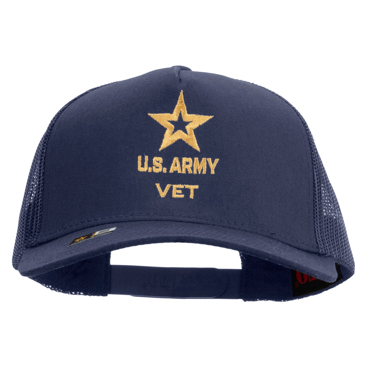 Star US Army Veteran Military Embroidered Solid Cotton Twill 5 panel Mesh Back Cap
