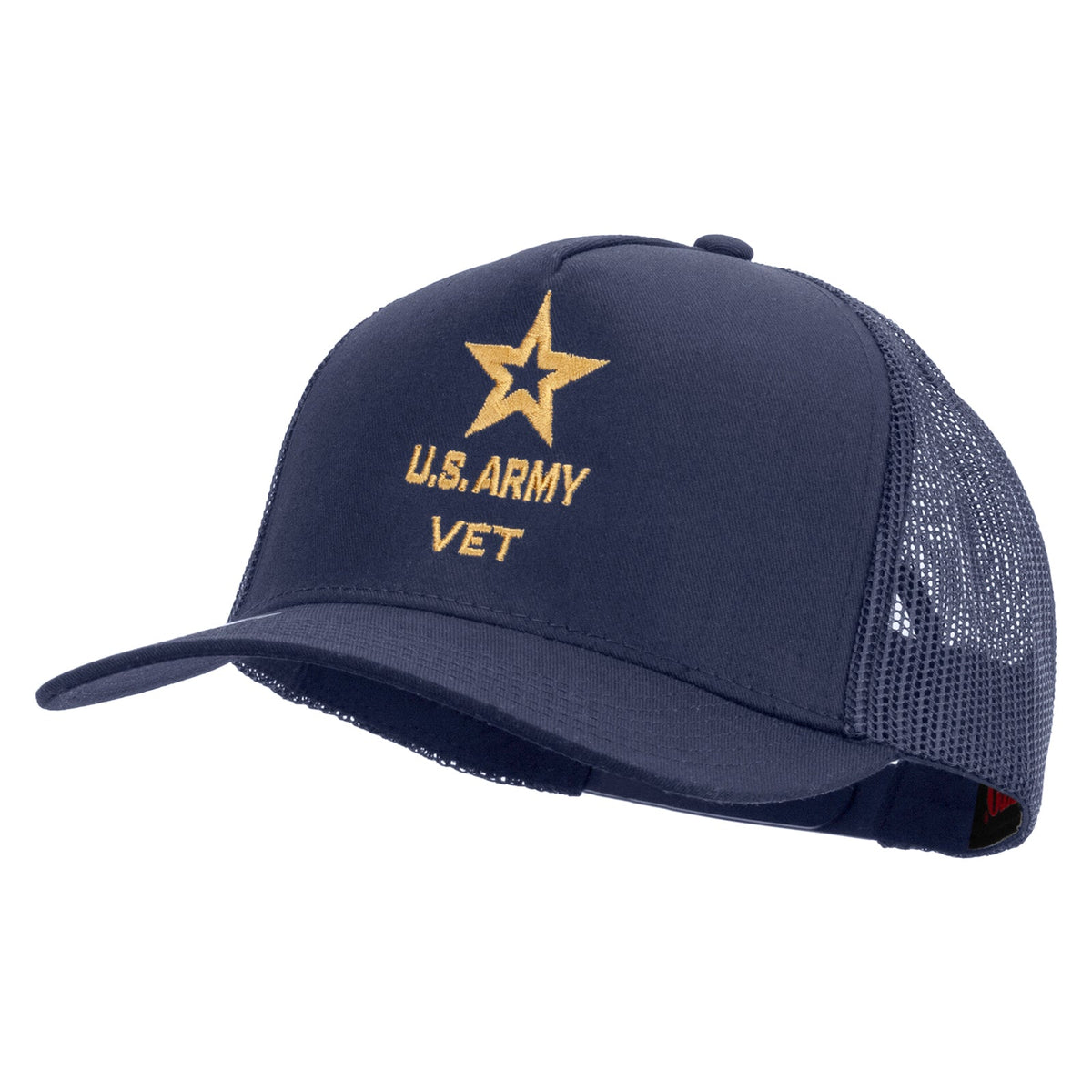 Star US Army Veteran Military Embroidered Solid Cotton Twill 5 panel Mesh Back Cap