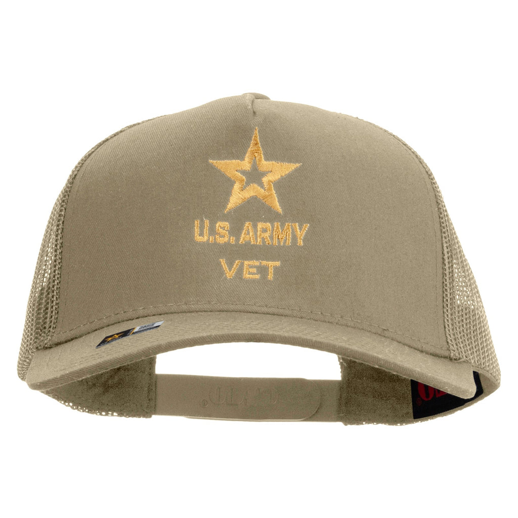 Star US Army Veteran Military Embroidered Solid Cotton Twill 5 panel Mesh Back Cap