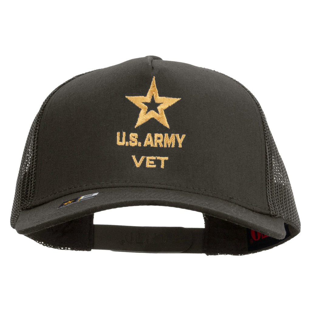 Star US Army Veteran Military Embroidered Solid Cotton Twill 5 panel Mesh Back Cap