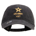 Star US Army Veteran Military Embroidered Washed Solid Pigment Dyed Cotton Twill Brass Buckle Cap