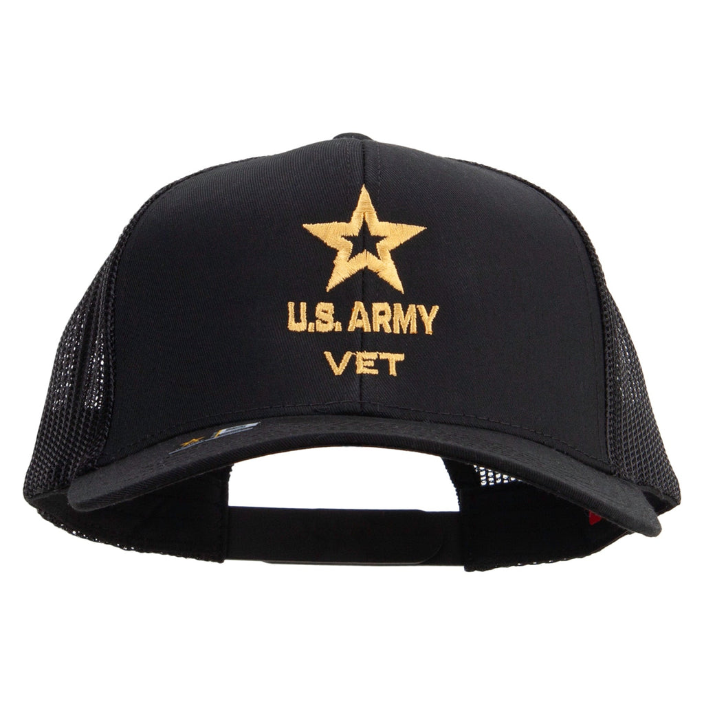 Star US Army Veteran Military Embroidered Solid Cotton Twill Mesh Prostyle Cap