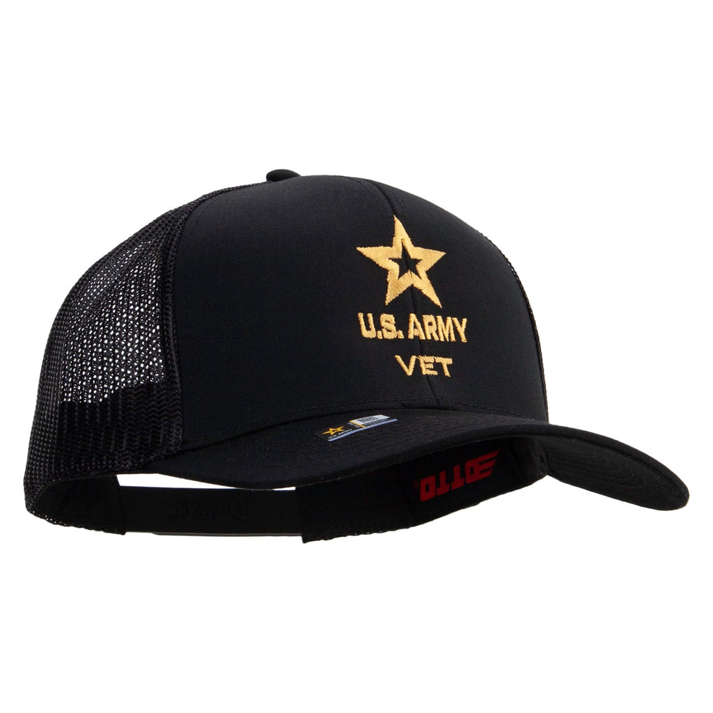 Star US Army Veteran Military Embroidered Solid Cotton Twill Mesh Prostyle Cap