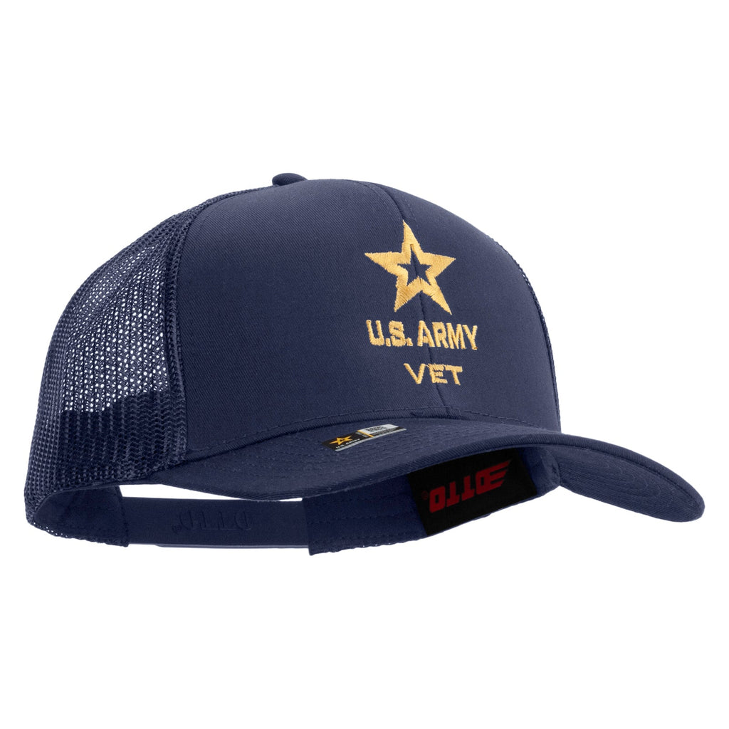 Star US Army Veteran Military Embroidered Solid Cotton Twill Mesh Prostyle Cap