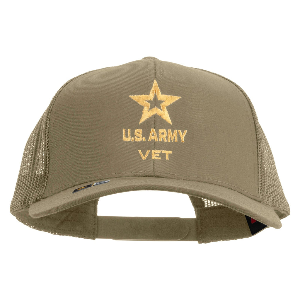 Star US Army Veteran Military Embroidered Solid Cotton Twill Mesh Prostyle Cap