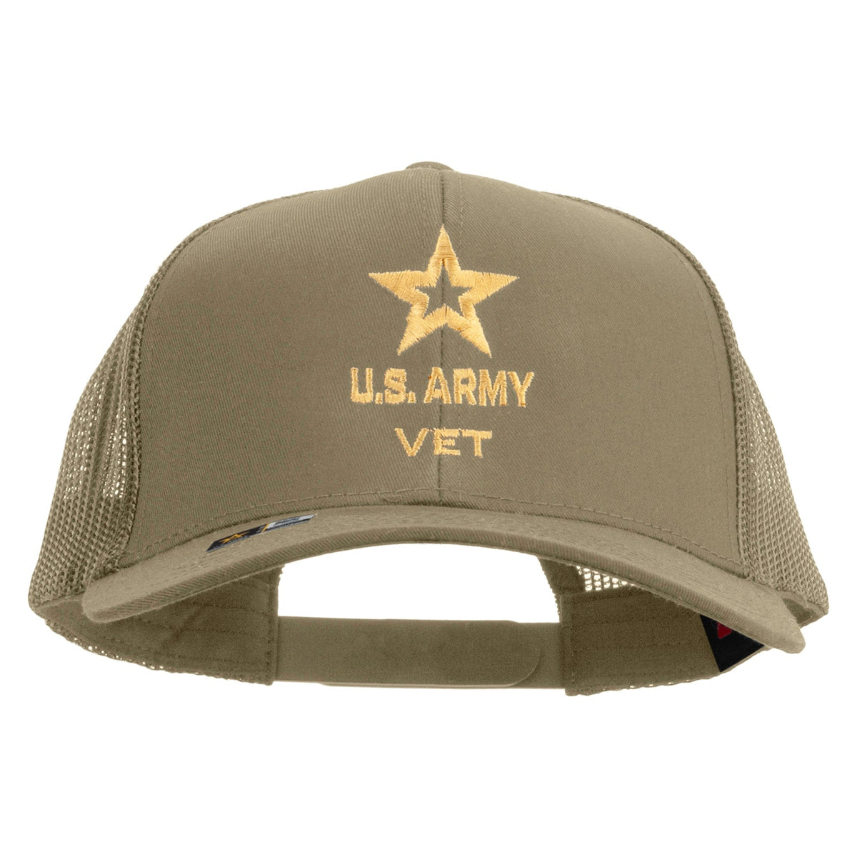 Star US Army Veteran Military Embroidered Solid Cotton Twill Mesh Prostyle Cap