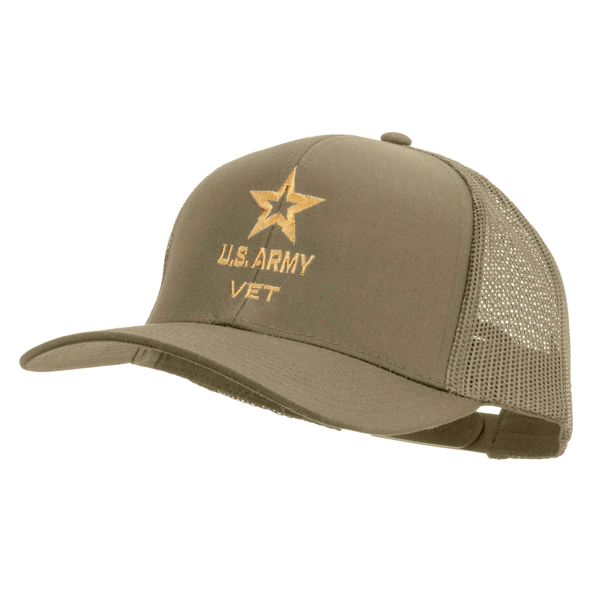 Star US Army Veteran Military Embroidered Solid Cotton Twill Mesh Prostyle Cap