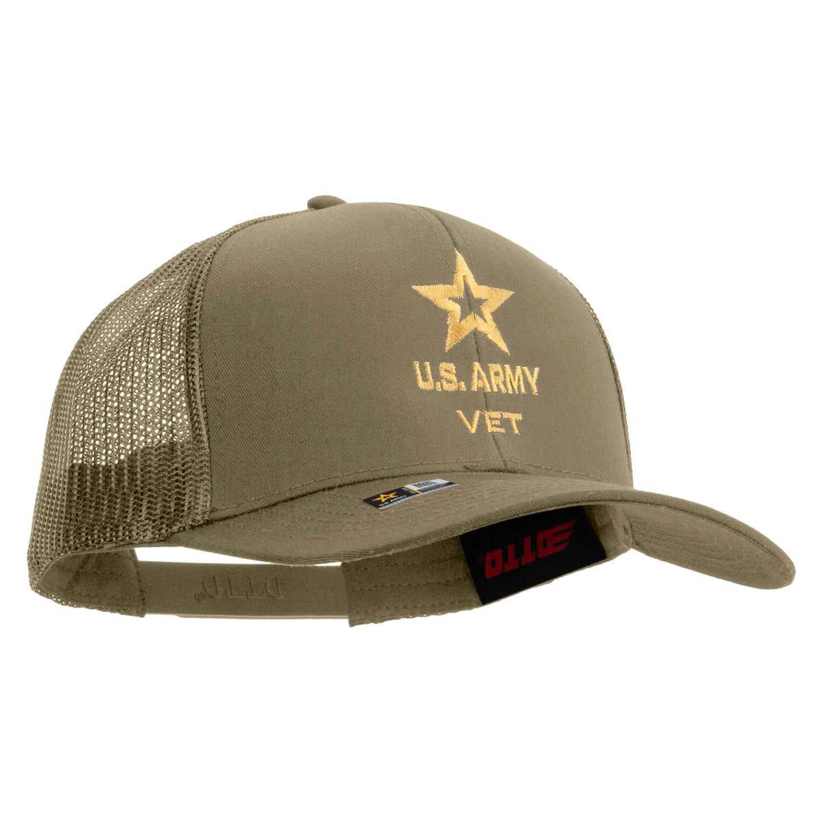 Star US Army Veteran Military Embroidered Solid Cotton Twill Mesh Prostyle Cap