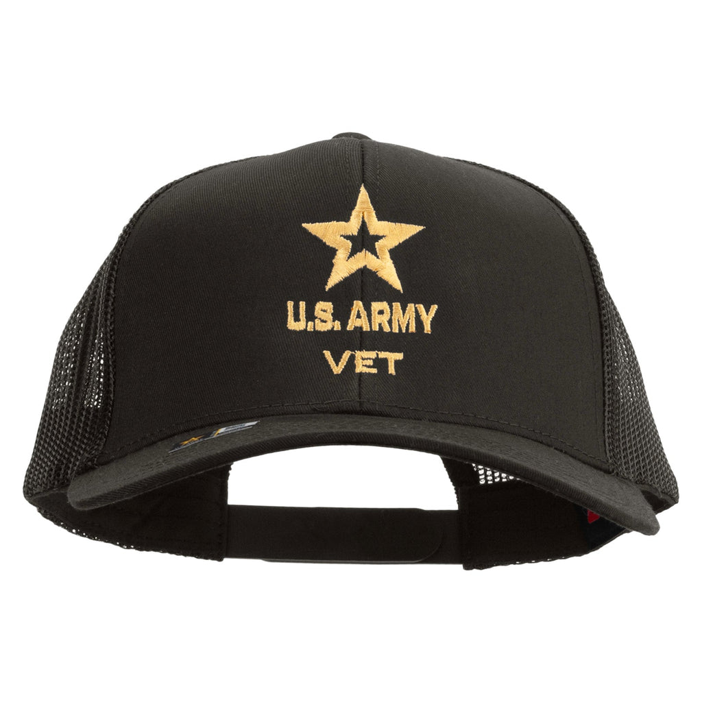 Star US Army Veteran Military Embroidered Solid Cotton Twill Mesh Prostyle Cap