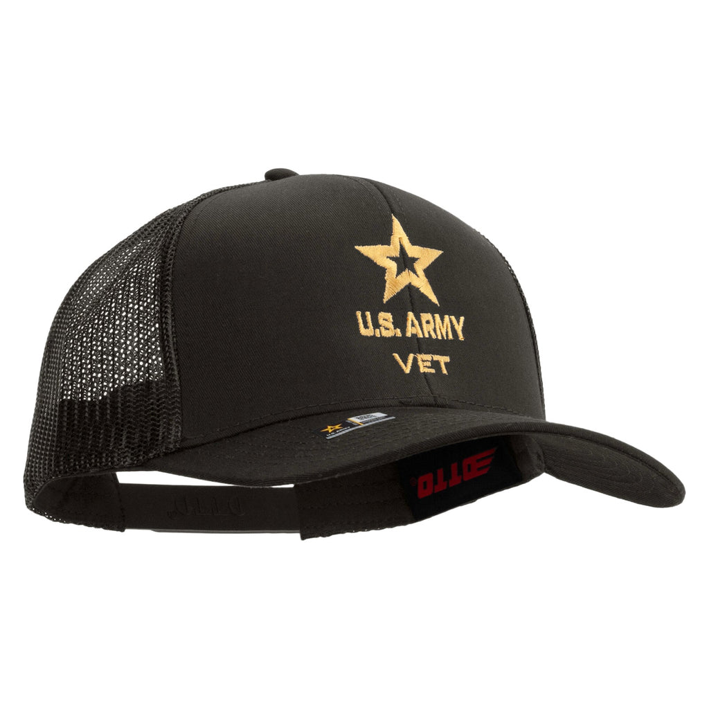 Star US Army Veteran Military Embroidered Solid Cotton Twill Mesh Prostyle Cap