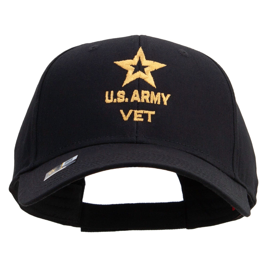 Star US Army Veteran Military Embroidered Solid Cotton Twill Low Profile Strap Cap