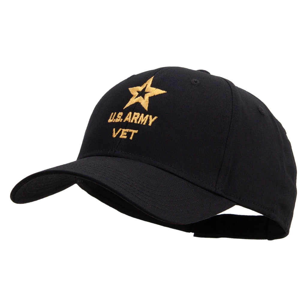 Star US Army Veteran Military Embroidered Solid Cotton Twill Low Profile Strap Cap