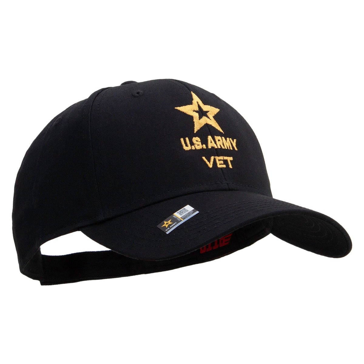 Star US Army Veteran Military Embroidered Solid Cotton Twill Low Profile Strap Cap