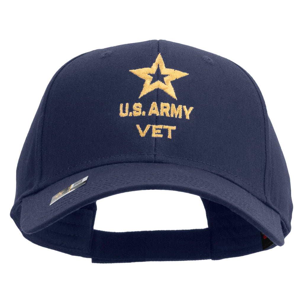 Star US Army Veteran Military Embroidered Solid Cotton Twill Low Profile Strap Cap