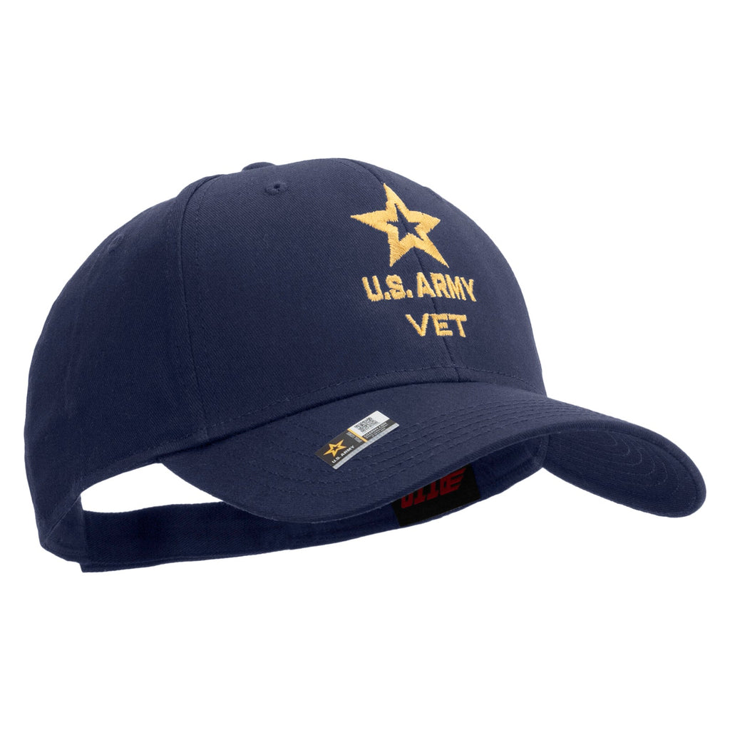 Star US Army Veteran Military Embroidered Solid Cotton Twill Low Profile Strap Cap