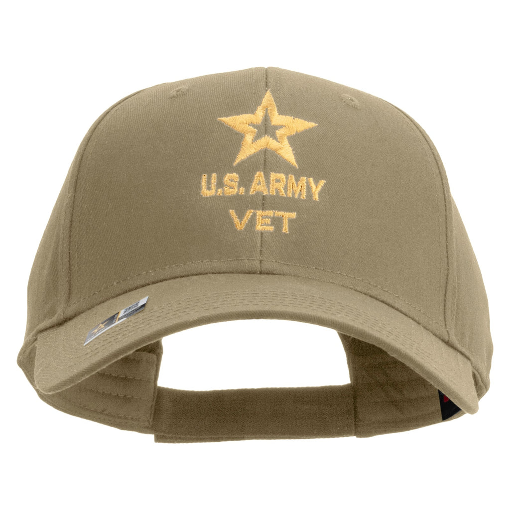 Star US Army Veteran Military Embroidered Solid Cotton Twill Low Profile Strap Cap