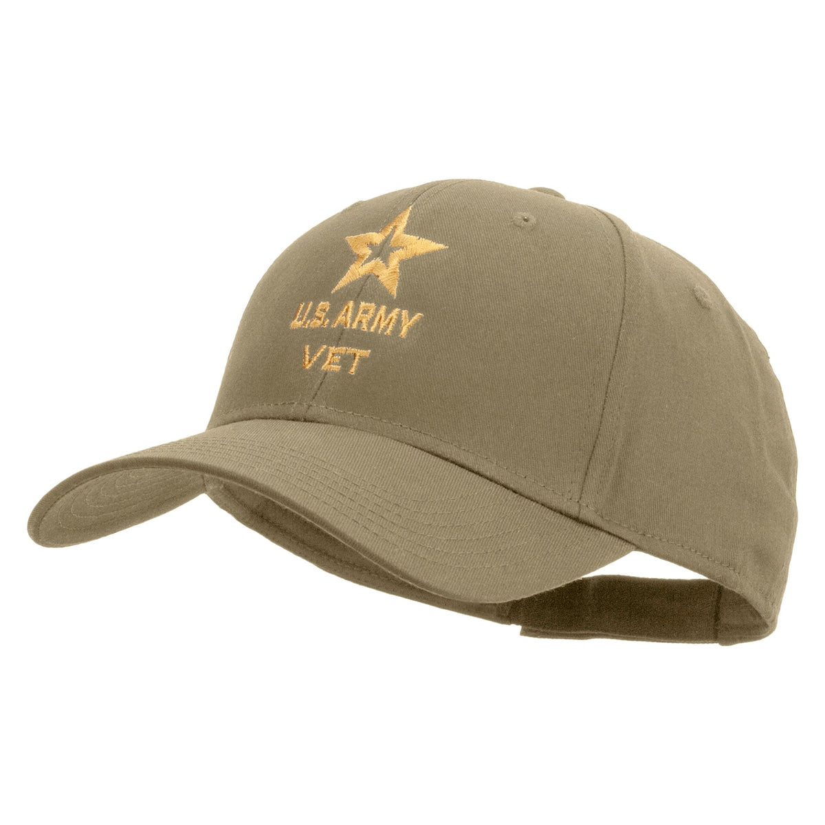 Star US Army Veteran Military Embroidered Solid Cotton Twill Low Profile Strap Cap