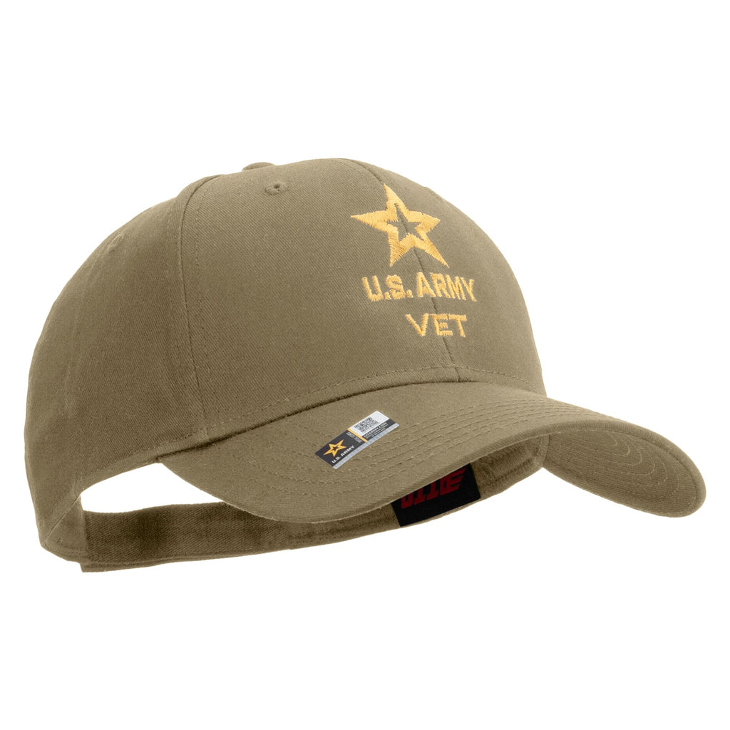 Star US Army Veteran Military Embroidered Solid Cotton Twill Low Profile Strap Cap