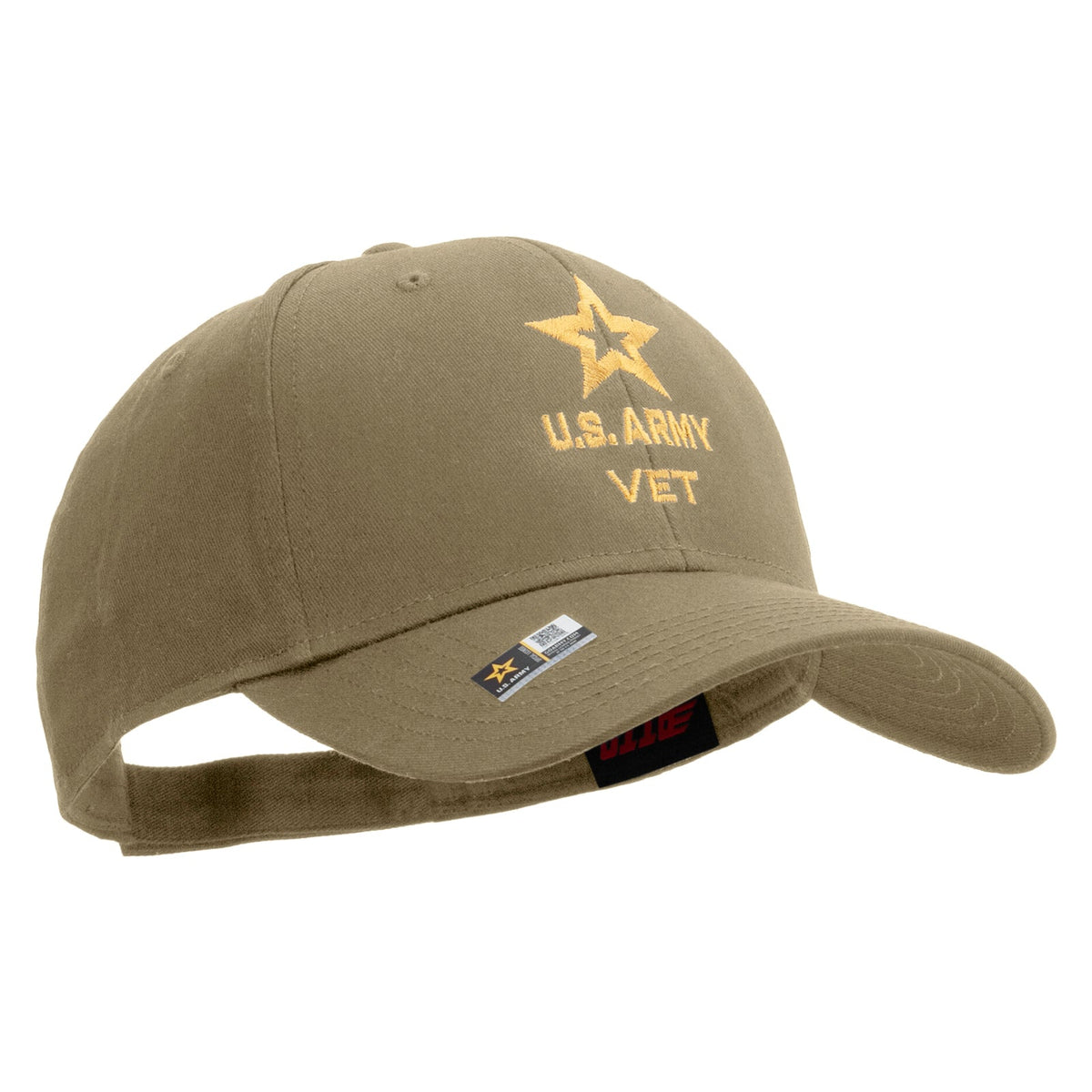 Star US Army Veteran Military Embroidered Solid Cotton Twill Low Profile Strap Cap