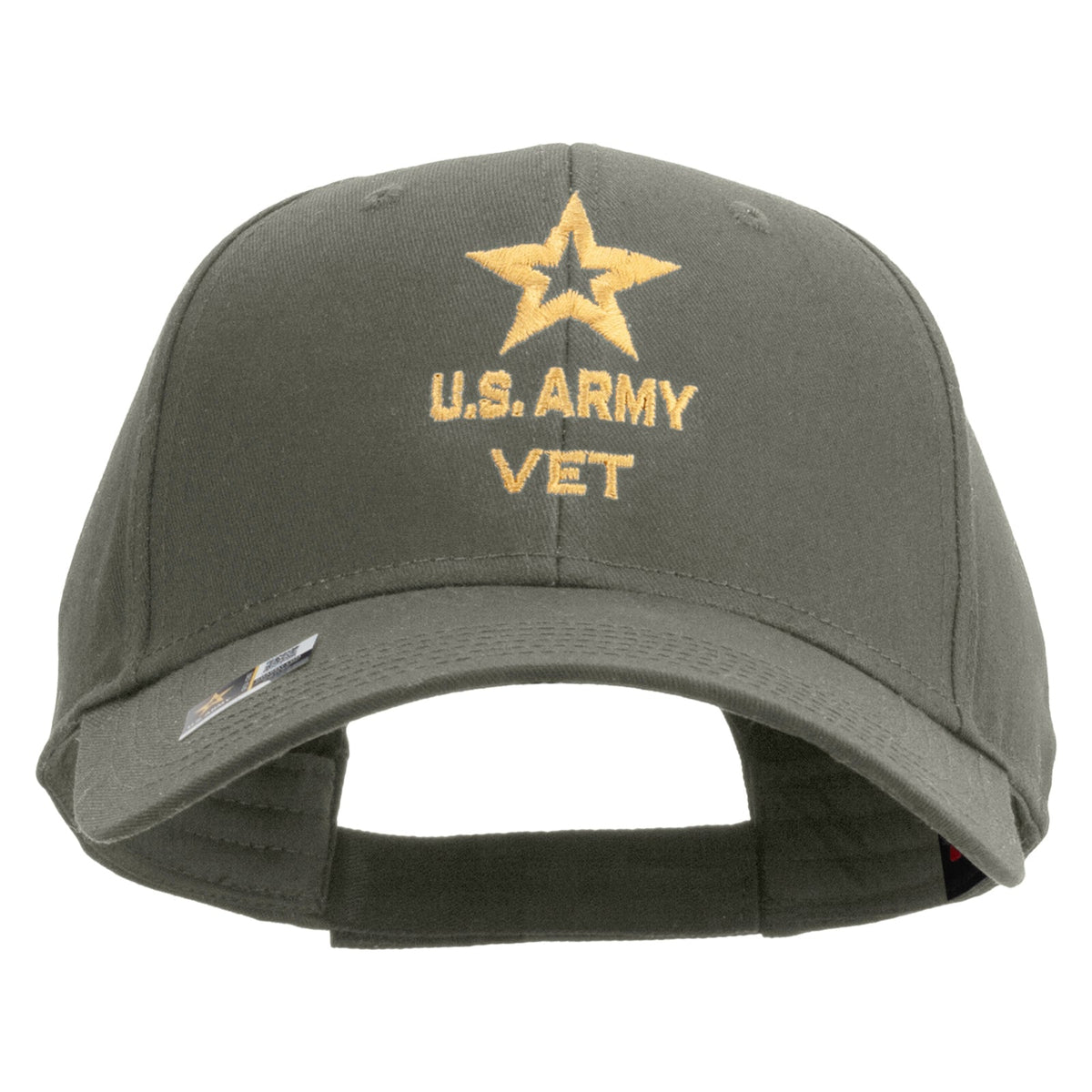 Star US Army Veteran Military Embroidered Solid Cotton Twill Low Profile Strap Cap