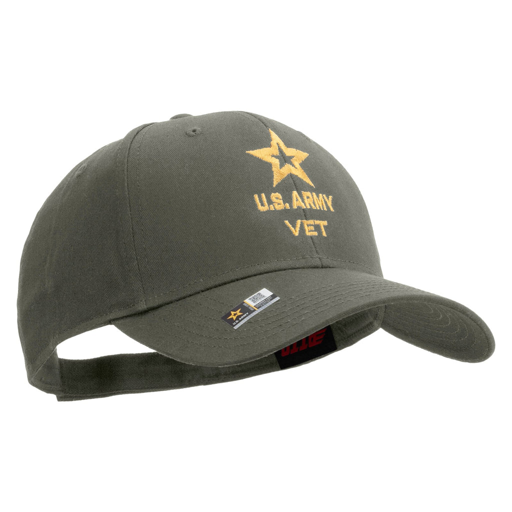 Star US Army Veteran Military Embroidered Solid Cotton Twill Low Profile Strap Cap