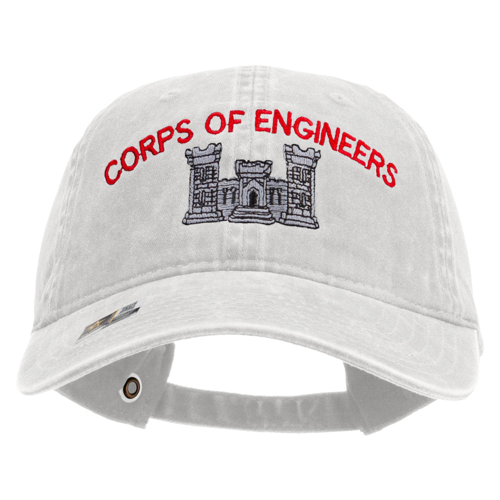 US Army Corps of Engineers Embroidered Washed Solid Pigment Dyed Cotton Twill Brass Buckle Cap