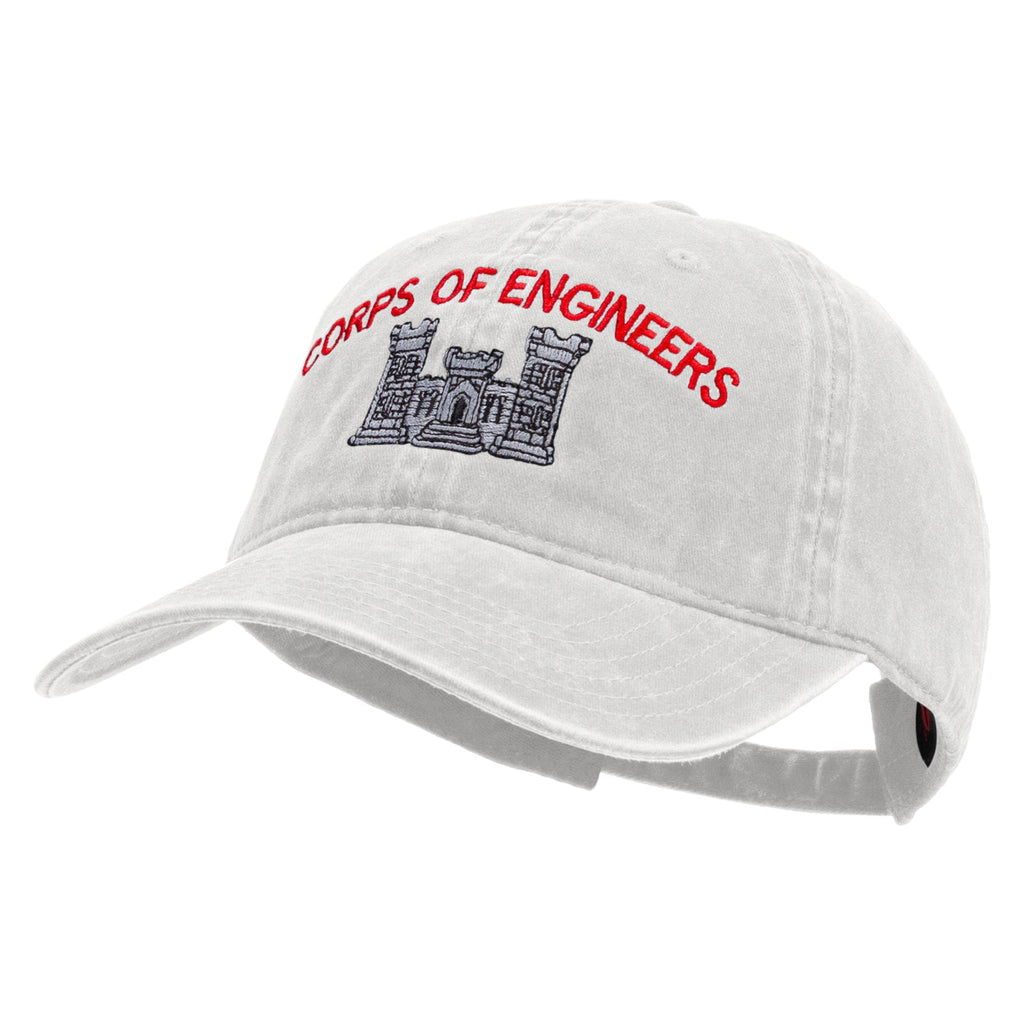 US Army Corps of Engineers Embroidered Washed Solid Pigment Dyed Cotton Twill Brass Buckle Cap