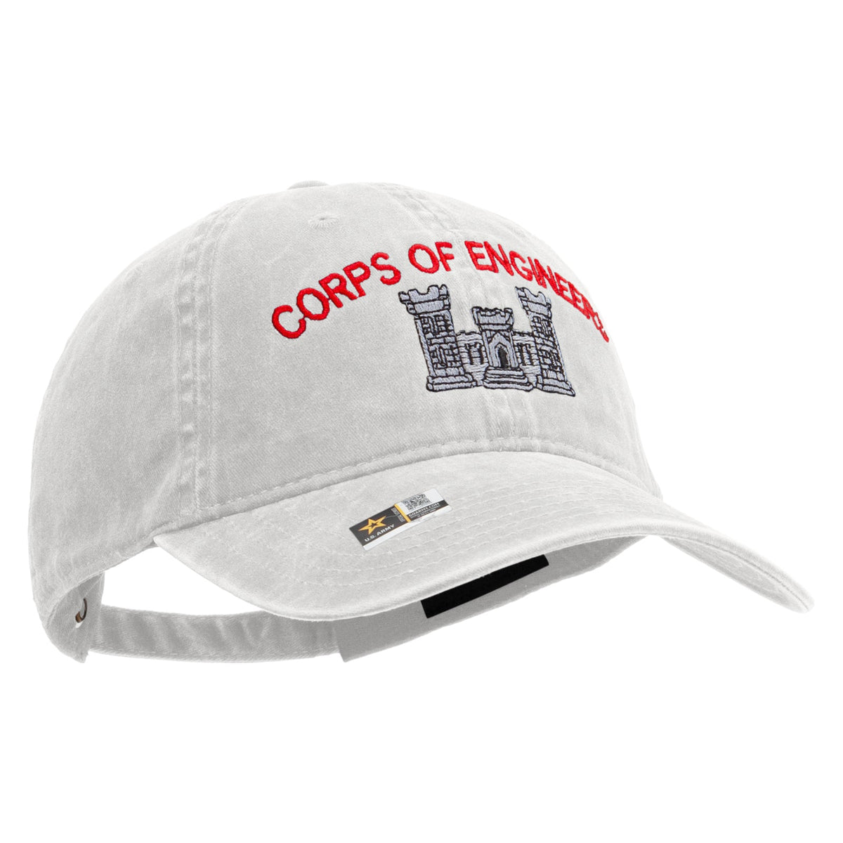 US Army Corps of Engineers Embroidered Washed Solid Pigment Dyed Cotton Twill Brass Buckle Cap