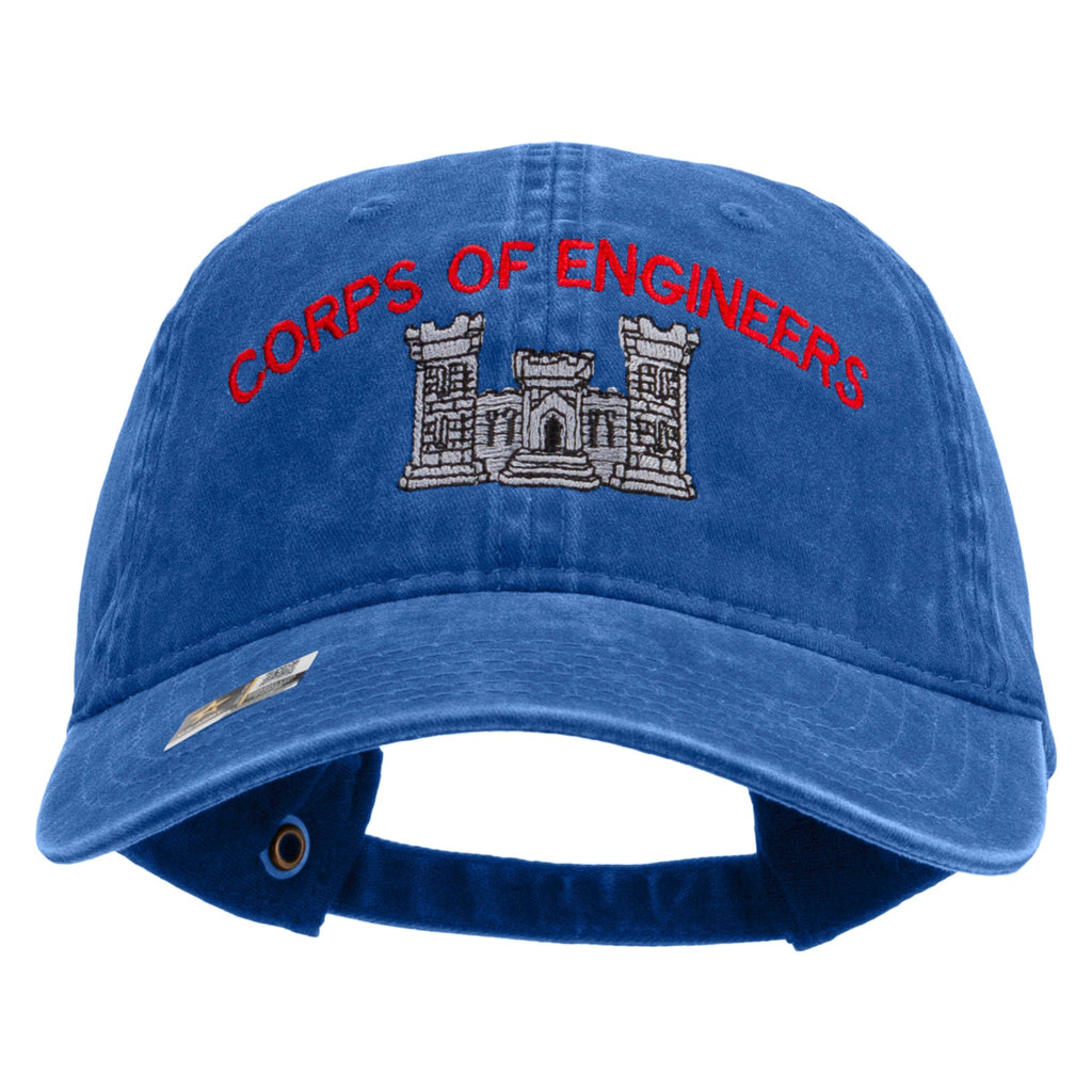 US Army Corps of Engineers Embroidered Washed Solid Pigment Dyed Cotton Twill Brass Buckle Cap