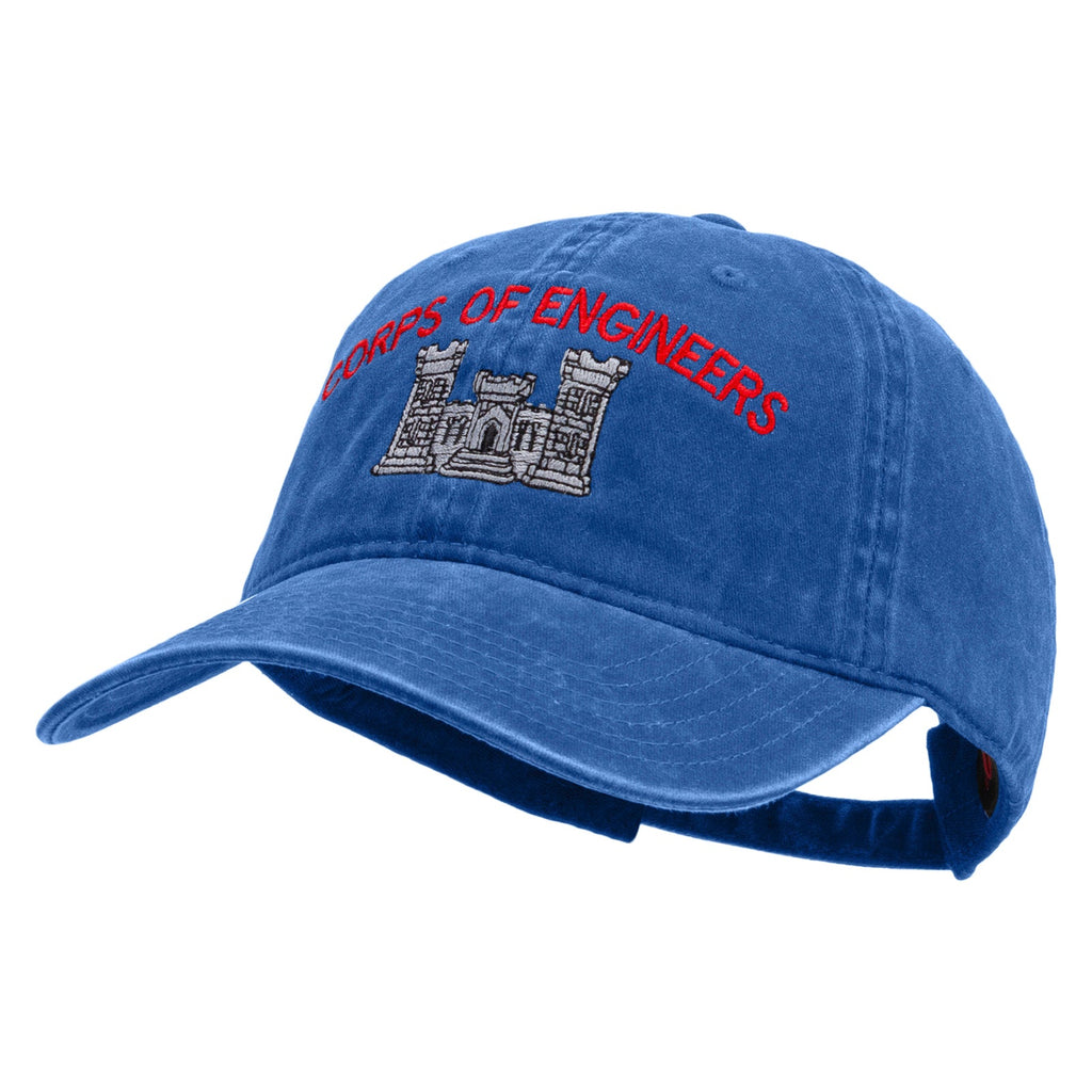 US Army Corps of Engineers Embroidered Washed Solid Pigment Dyed Cotton Twill Brass Buckle Cap
