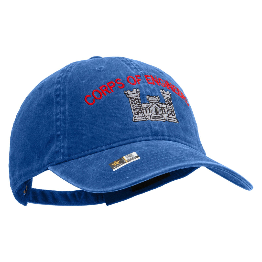 US Army Corps of Engineers Embroidered Washed Solid Pigment Dyed Cotton Twill Brass Buckle Cap