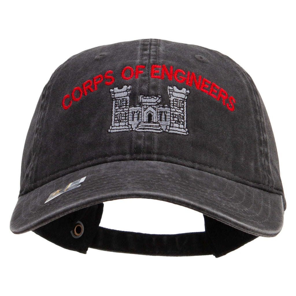 US Army Corps of Engineers Embroidered Washed Solid Pigment Dyed Cotton Twill Brass Buckle Cap