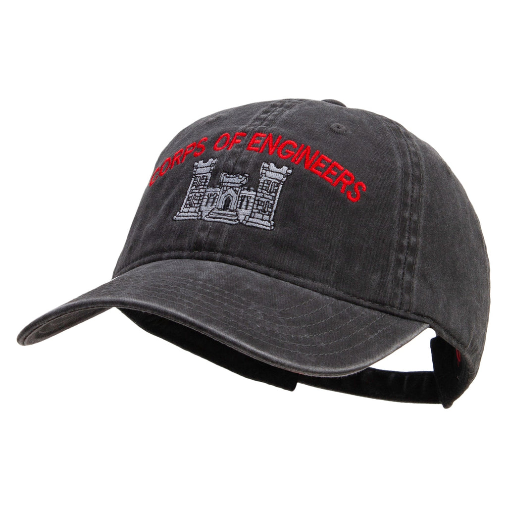 US Army Corps of Engineers Embroidered Washed Solid Pigment Dyed Cotton Twill Brass Buckle Cap