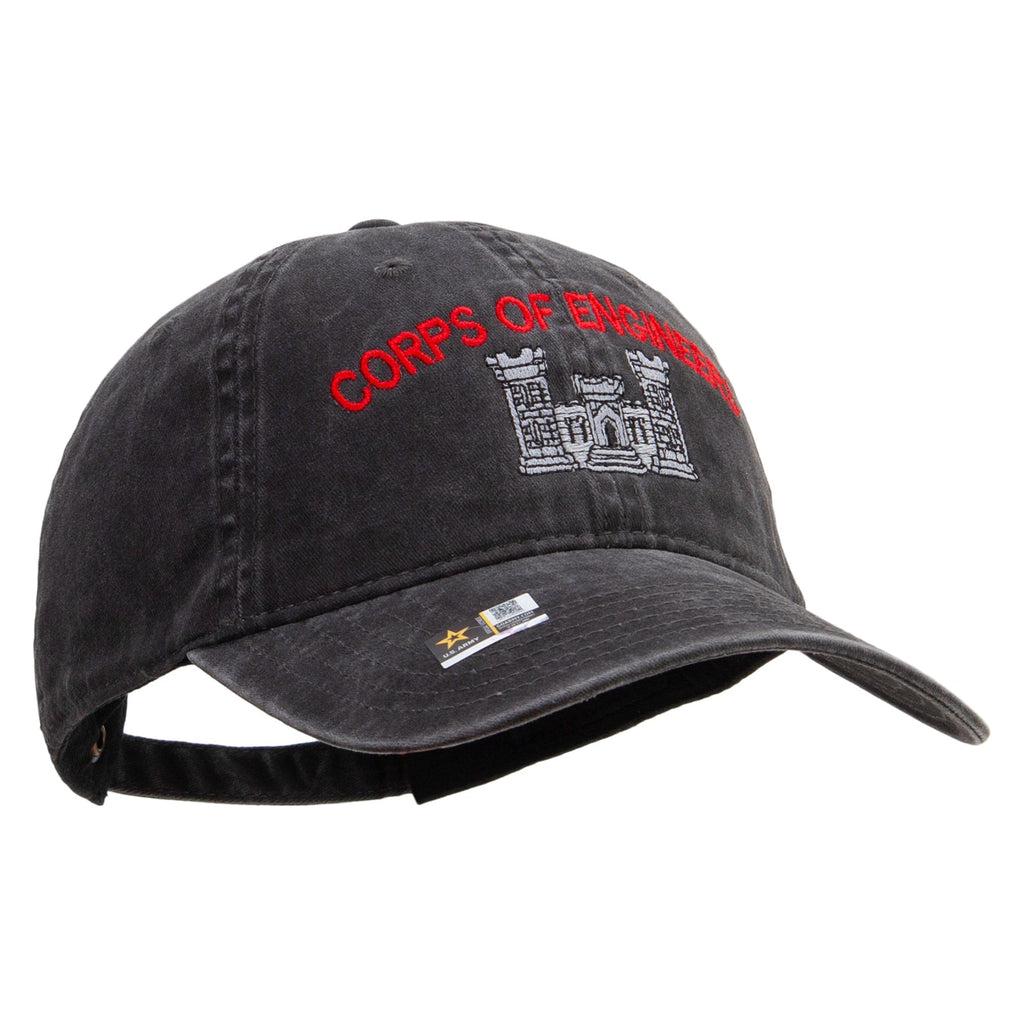 US Army Corps of Engineers Embroidered Washed Solid Pigment Dyed Cotton Twill Brass Buckle Cap
