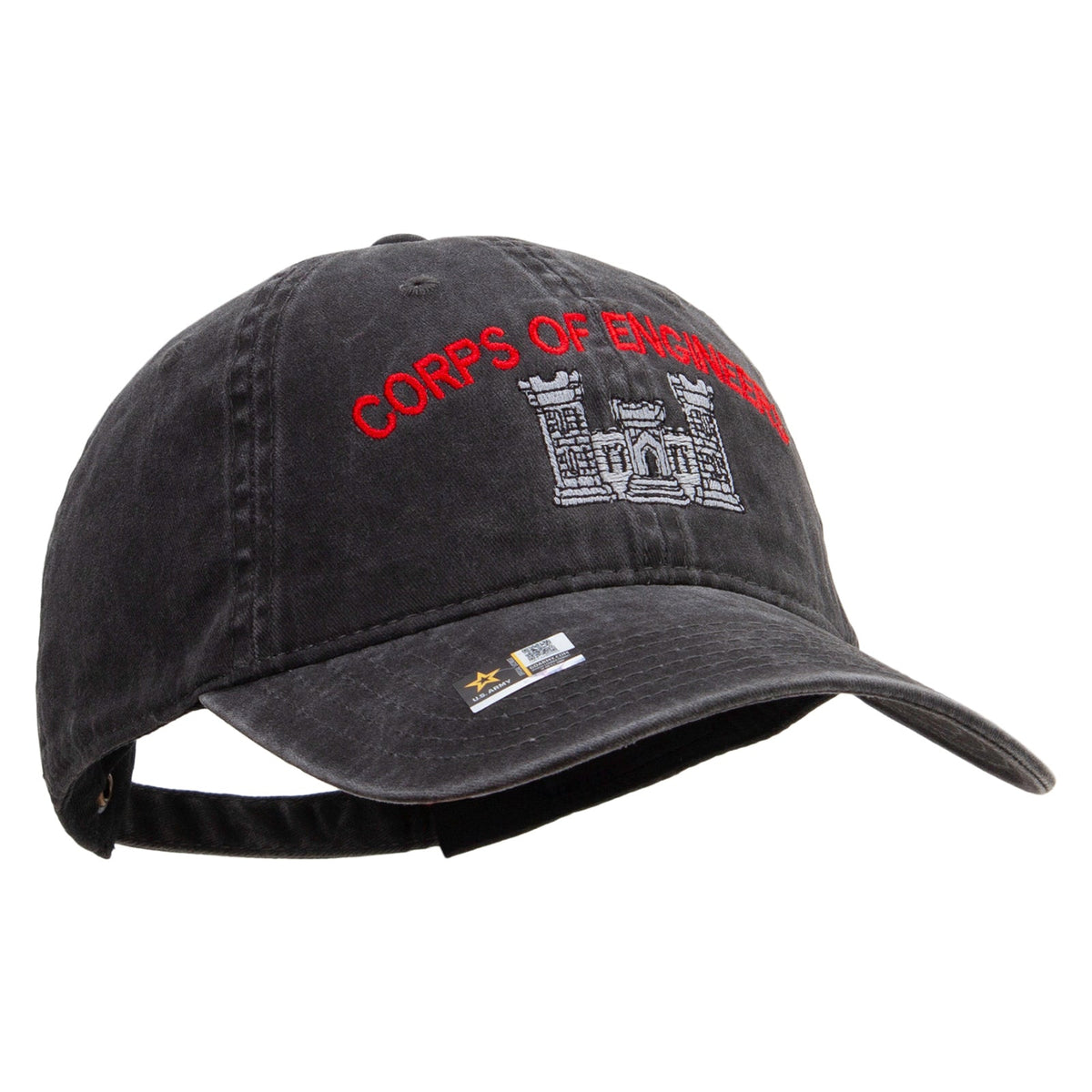US Army Corps of Engineers Embroidered Washed Solid Pigment Dyed Cotton Twill Brass Buckle Cap
