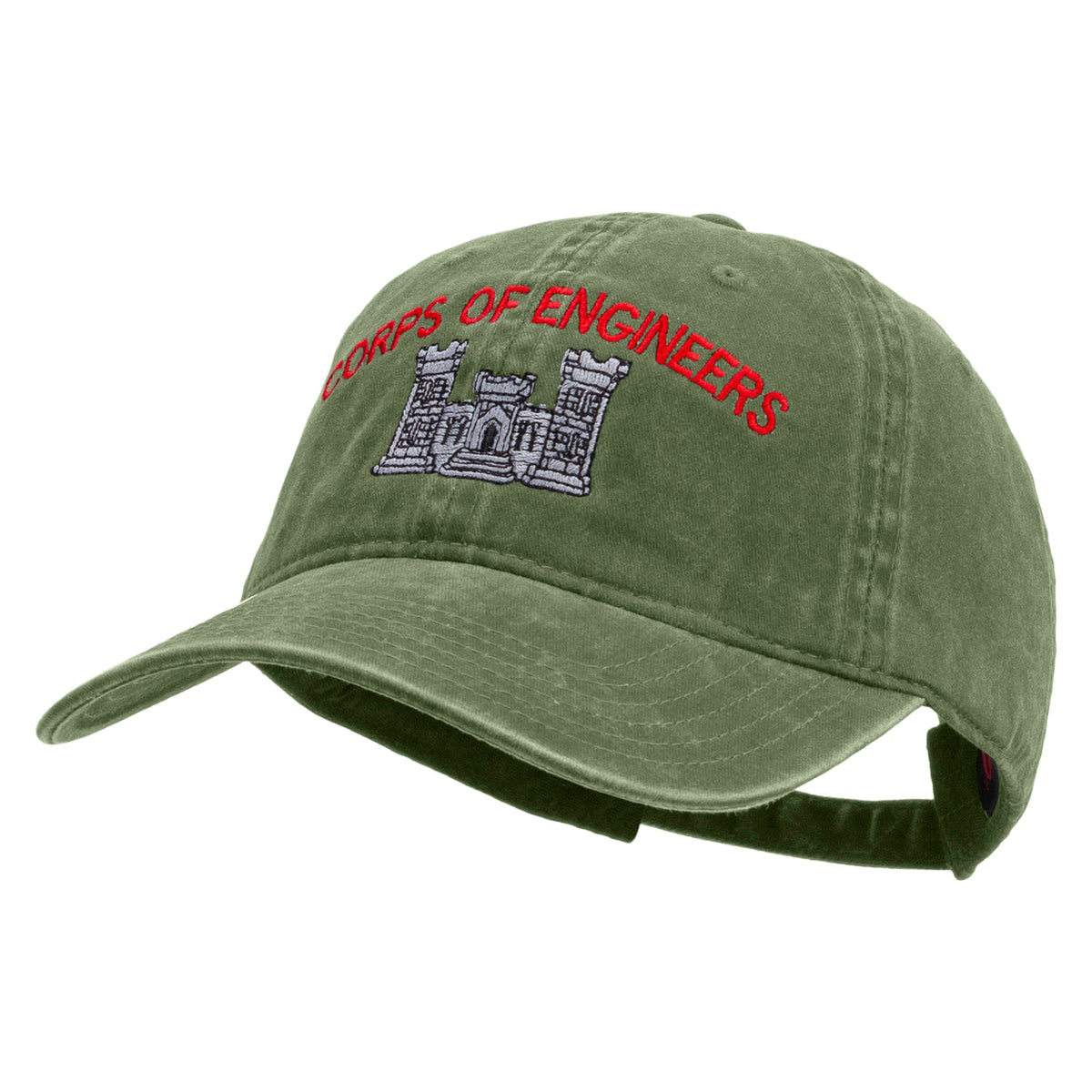 US Army Corps of Engineers Embroidered Washed Solid Pigment Dyed Cotton Twill Brass Buckle Cap