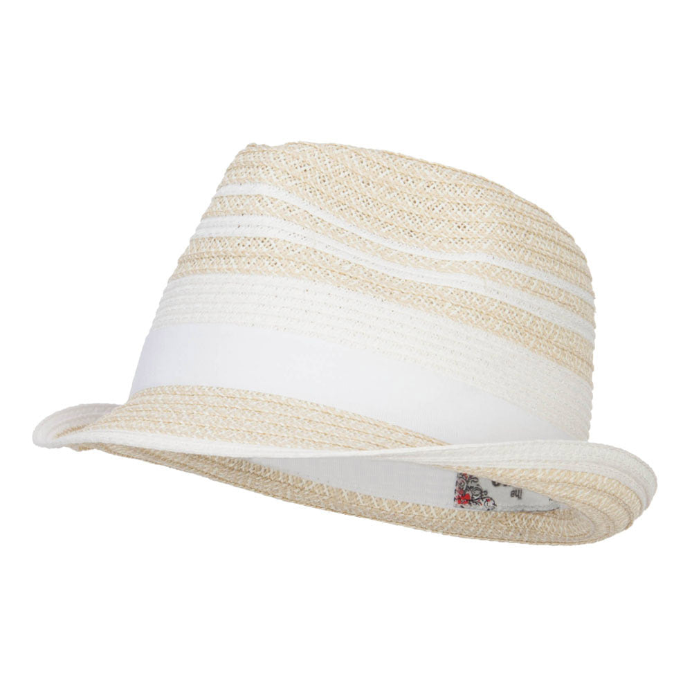 Striped Tweed Paper Braid Fedora