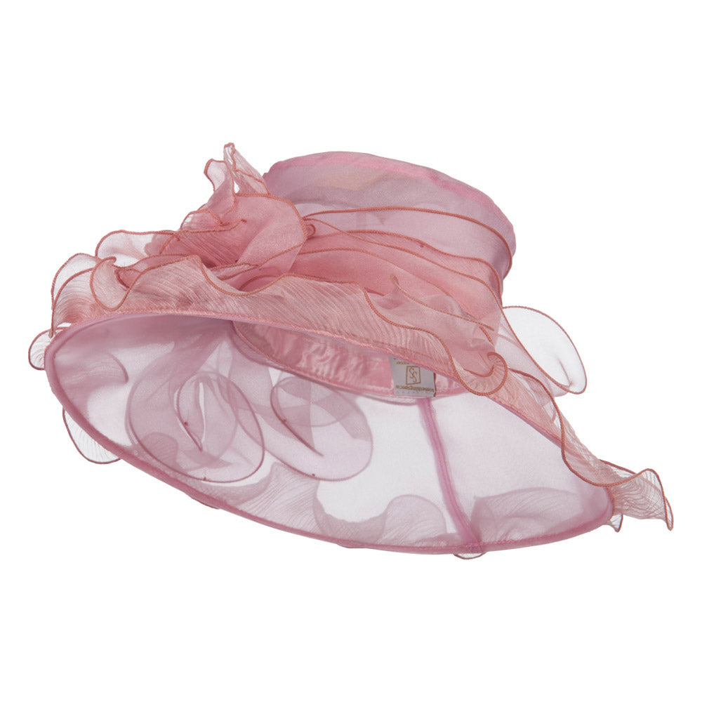 Pleated Trim Brim Ruffle Organza Hat