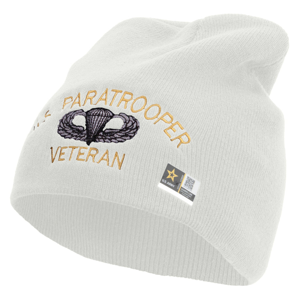 US Paratrooper Veteran Embroidered 8 Inch Knitted Short Beanie