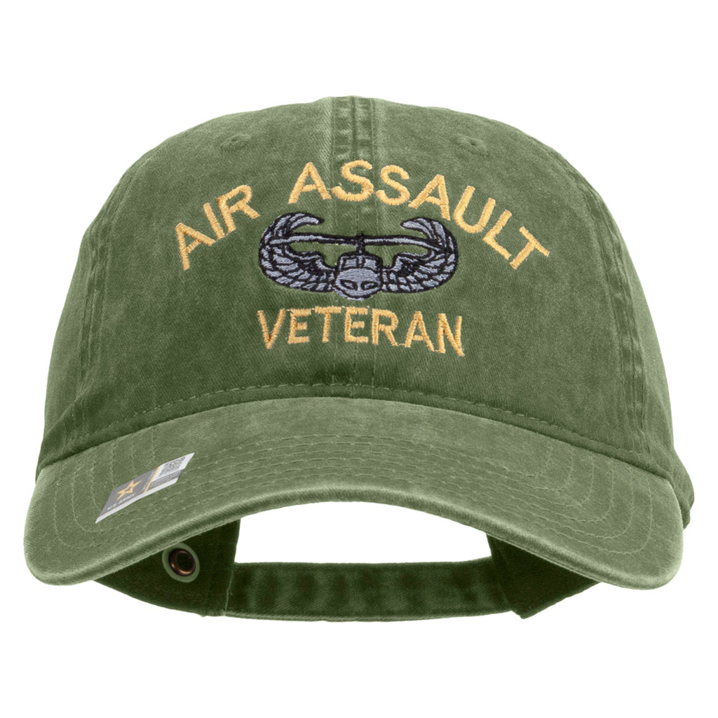 Air Assault Veteran Embroidered Washed Solid Pigment Dyed Cotton Twill Brass Buckle Cap