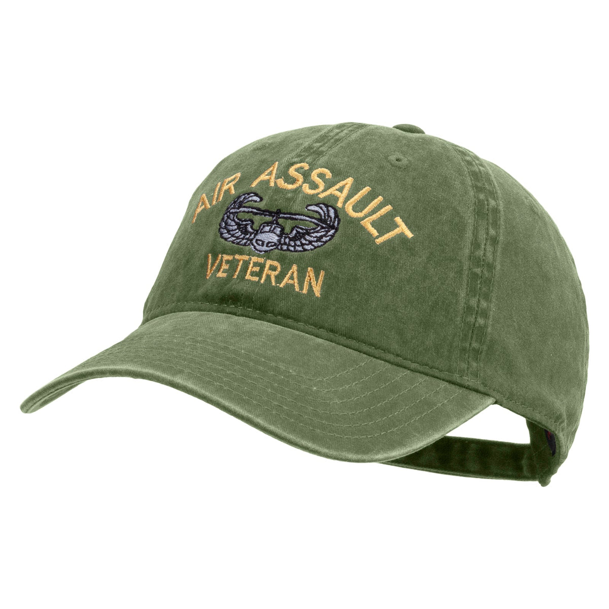 Air Assault Veteran Embroidered Washed Solid Pigment Dyed Cotton Twill Brass Buckle Cap