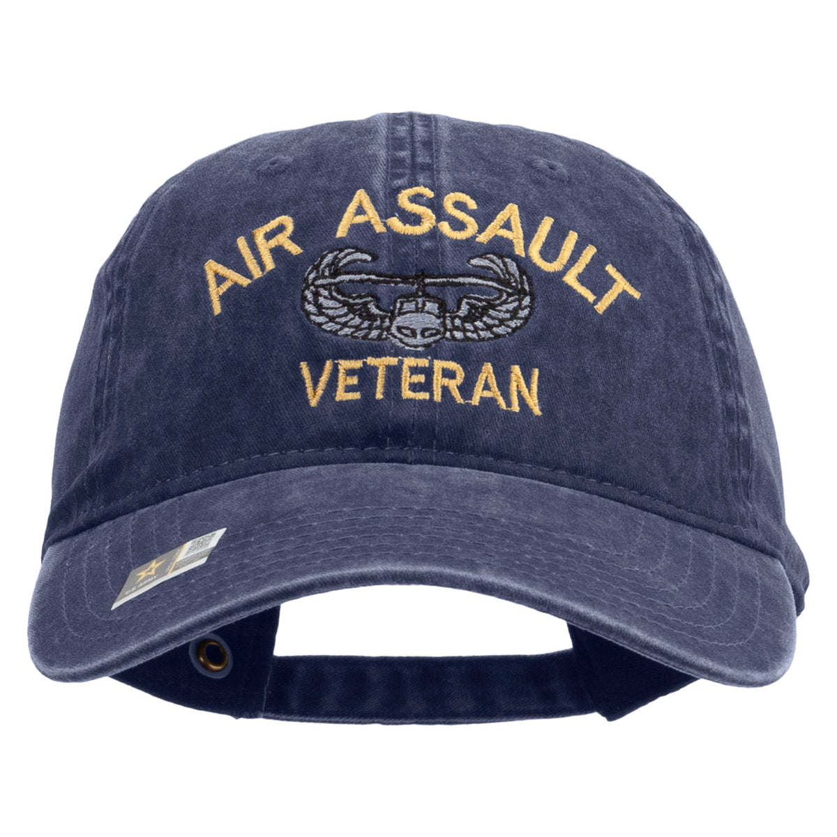 Air Assault Veteran Embroidered Washed Solid Pigment Dyed Cotton Twill Brass Buckle Cap
