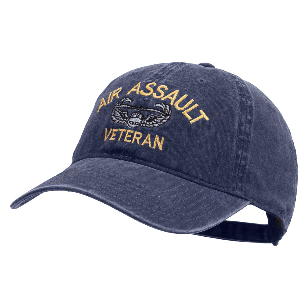 Air Assault Veteran Embroidered Washed Solid Pigment Dyed Cotton Twill Brass Buckle Cap