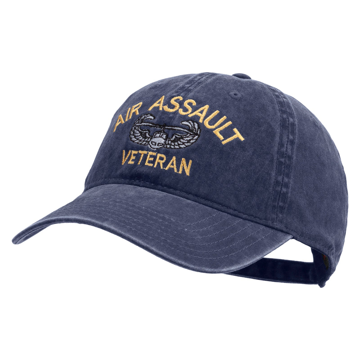 Air Assault Veteran Embroidered Washed Solid Pigment Dyed Cotton Twill Brass Buckle Cap