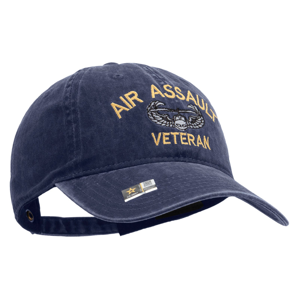 Air Assault Veteran Embroidered Washed Solid Pigment Dyed Cotton Twill Brass Buckle Cap
