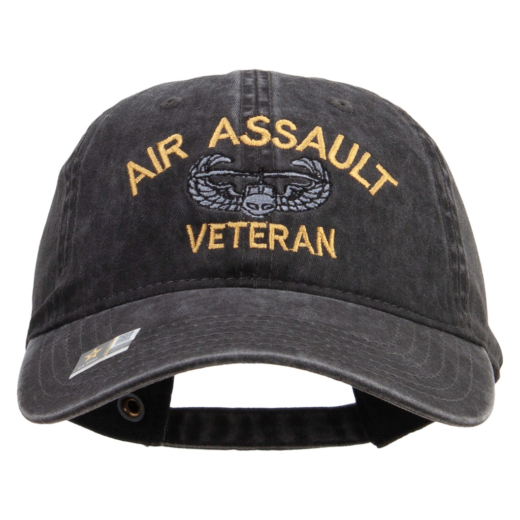 Air Assault Veteran Embroidered Washed Solid Pigment Dyed Cotton Twill Brass Buckle Cap