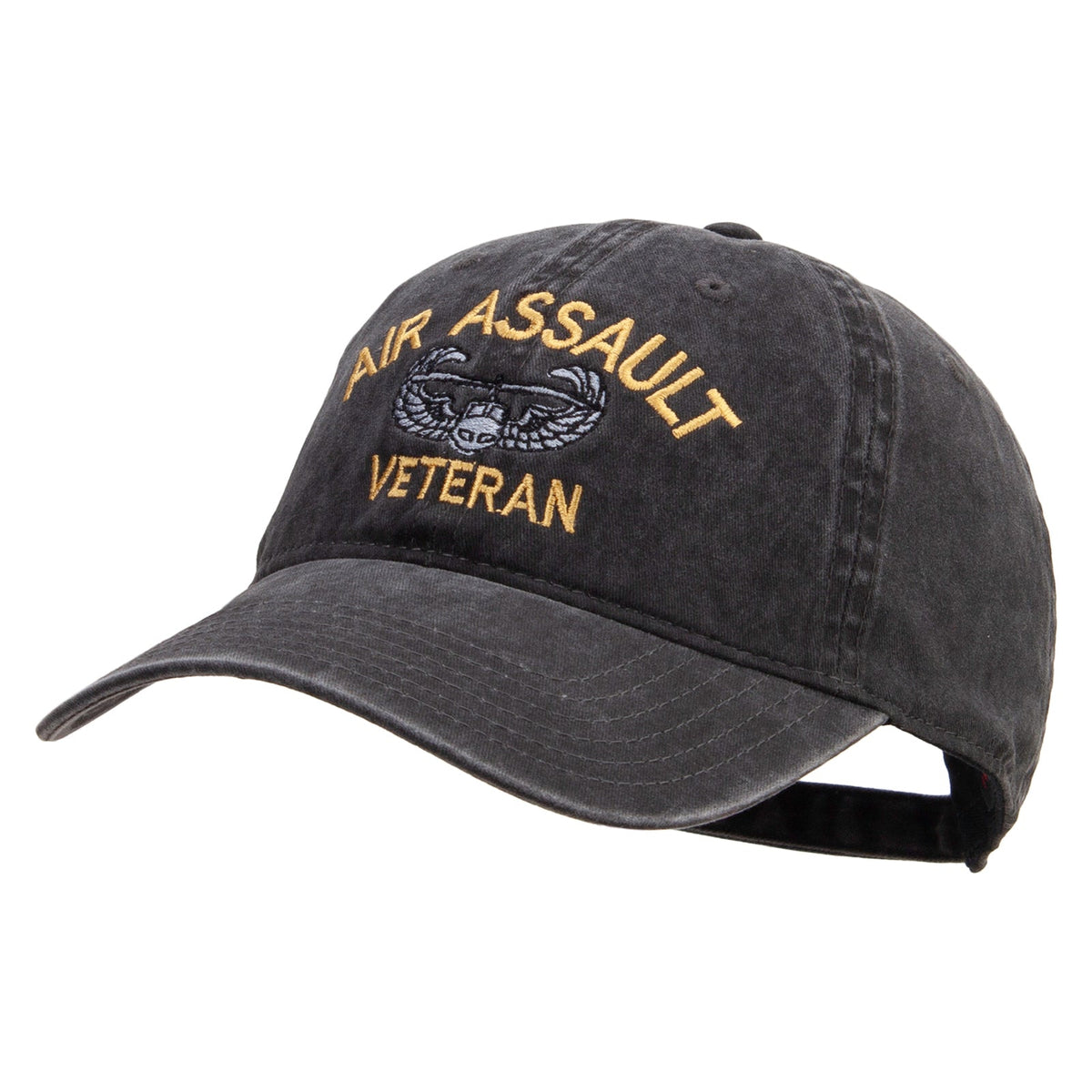 Air Assault Veteran Embroidered Washed Solid Pigment Dyed Cotton Twill Brass Buckle Cap